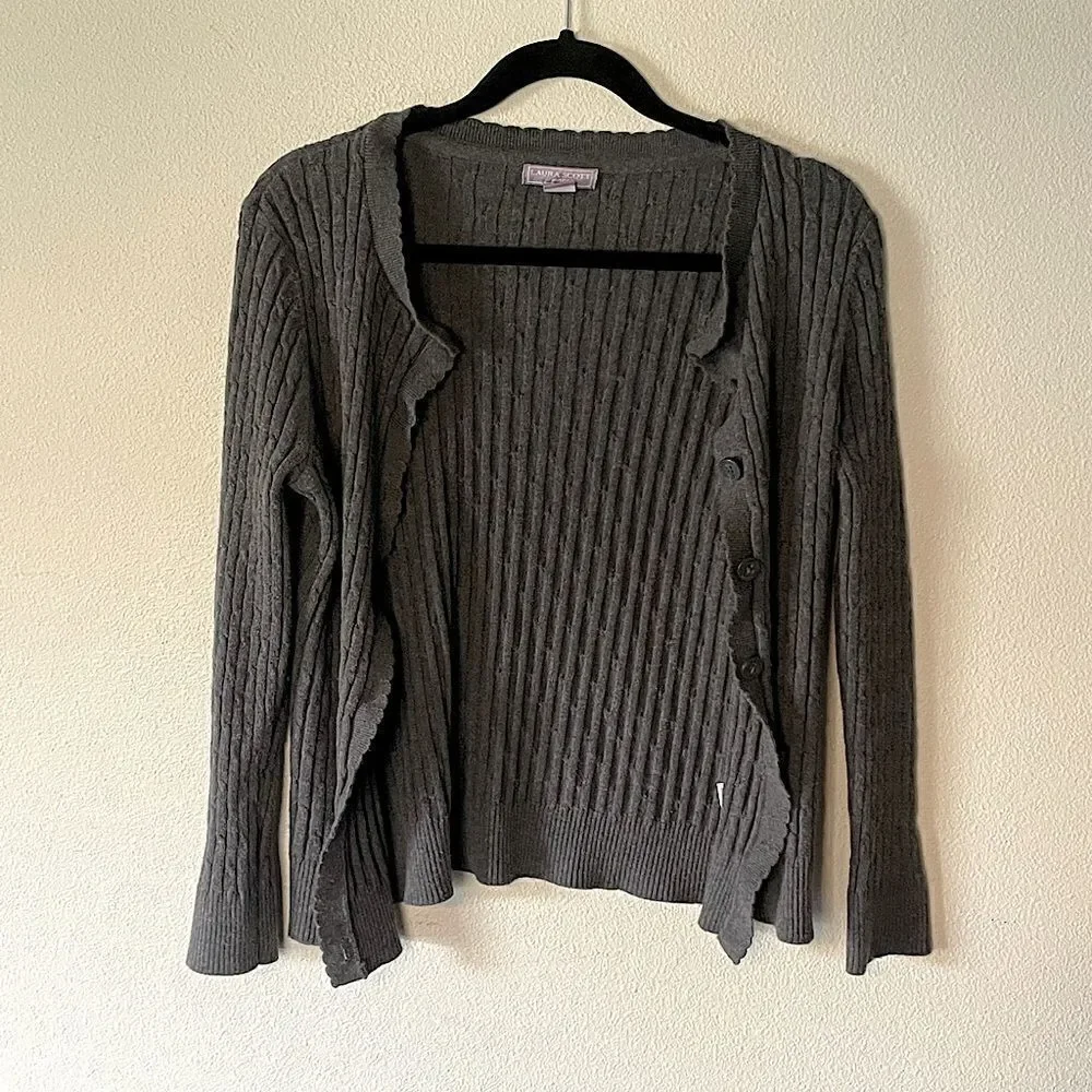 Laura Scott gray button down sweater. Size large petite.